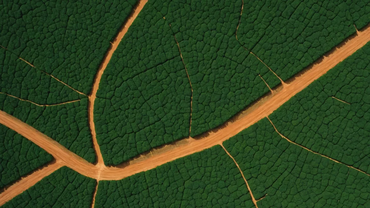 Satellite view of Amazon-Cerrado transition zone showing deforestation frontier