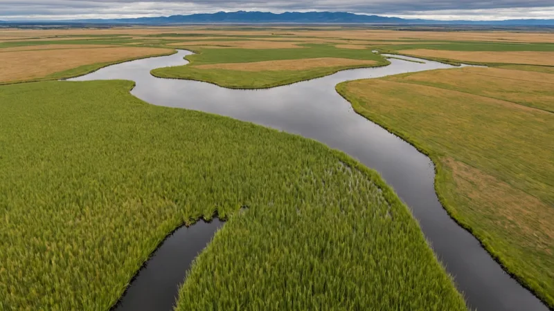 Aerial view of Willamette Valley wetland complex during baseline eDNA survey