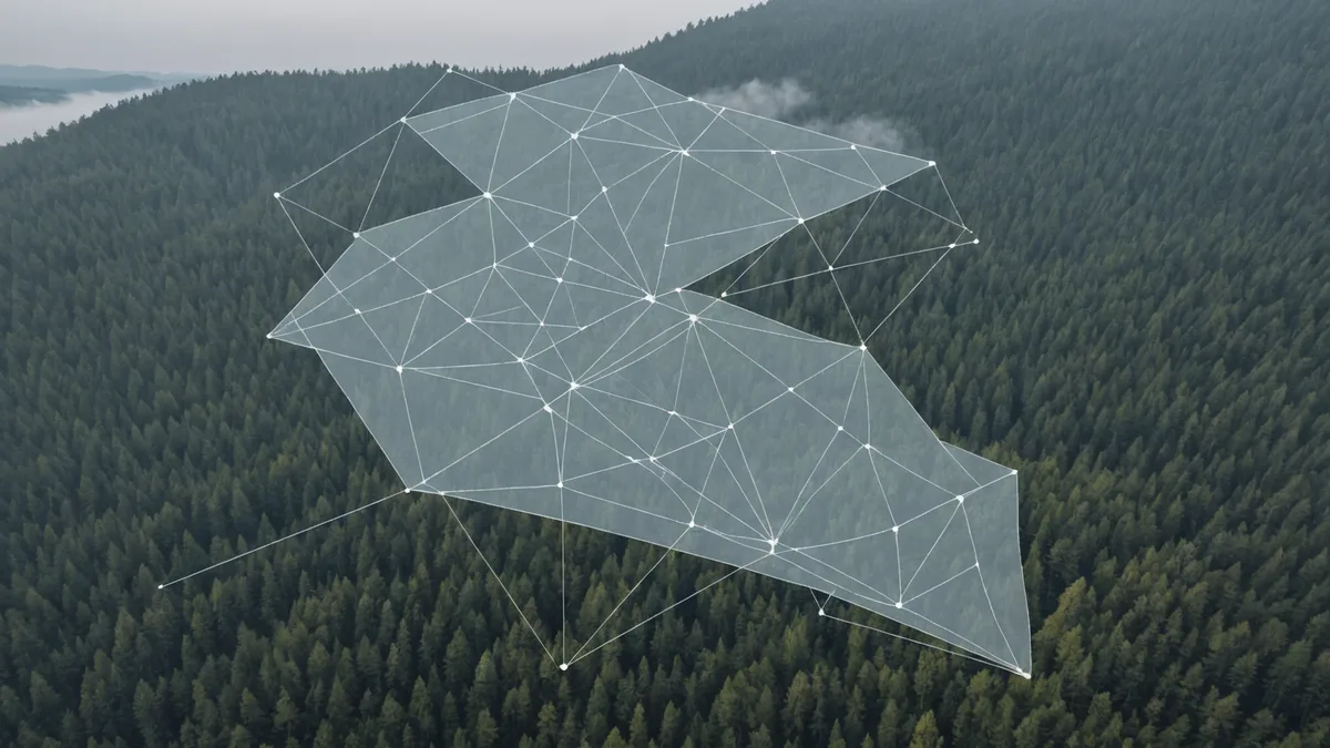 Abstract concept image representing data privacy and geospatial land parcel information